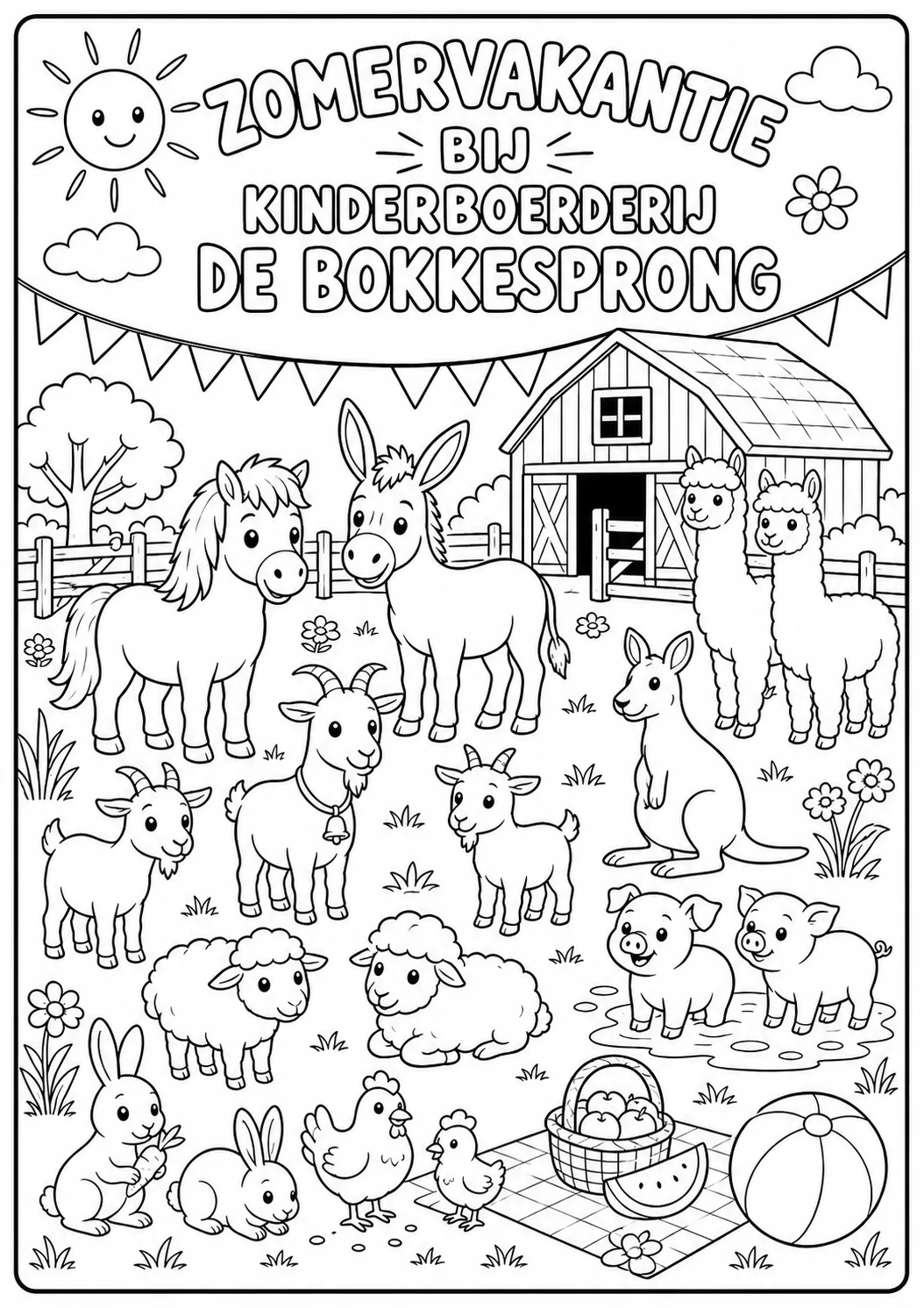 Voorbeeld van de zomervakantie-kleurplaat